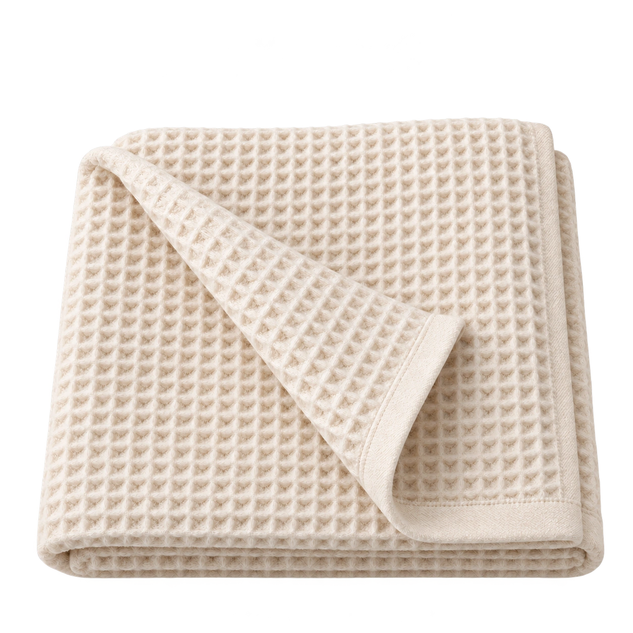 Ivory waffle textile towel, accessory development concept.